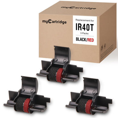 Picture of MYCARTRIDGE IR40T IR-40T CP-13 NR-42 Compatible with Calculator Ink Roller Replacement for IR-40T CP-13-Black & Red (3 Pack)