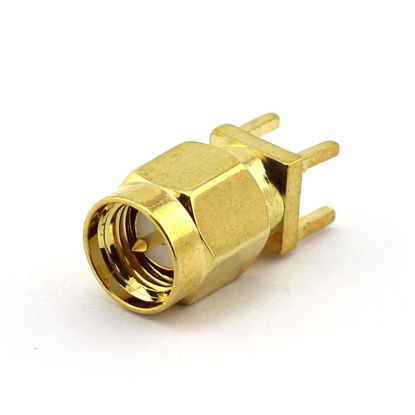 Picture of DGZZI 5-Pack SMA Male RF Coaxial Adapter 4 Pins Square Stand Straight Connector PCB Panel Mount Plug Jack Connector