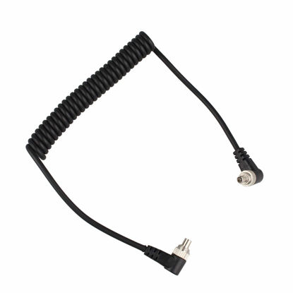 Picture of Futheda Male to Male Flash PC Sync Extension Cable Coiled Cord 12 inch Coiled Cord with Screw Lock Compatible with DSLR Cameras (Male to Male Flash PC Sync Cable)