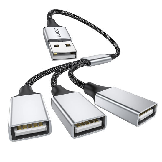 Picture of MOGOOD 3 in 1 USB Splitter Cable, Portable USB 2.0 Hub for Charging, Data Transfer, Laptop, Mac