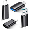 Picture of Temdan USB to USB C/Lightning Adapter 4 Pack,1*Lightning to USB C,1*USB C to Lightning,1*USB 3.0 to USB C,1*USB C to USB 3.0 for iWatch,iPhone 15 Pro Max 14 13 12,AirPods PS/2 to USB Adapt-Black