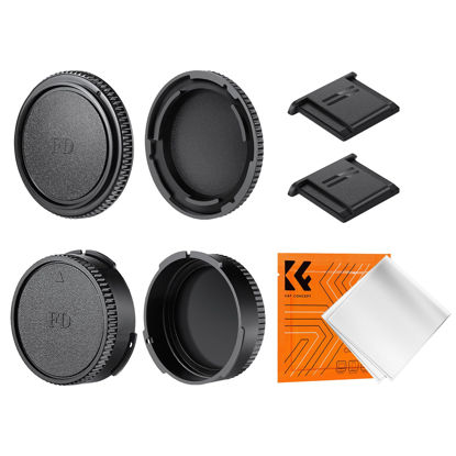 Picture of K&F Concept FD Mount Rear Lens Cap & Body Cap Cover & Hot Shoe Cover Kit, FD Lens Cap, FD Mount Back Cap, FD Cap for Canon F-1 FTb AE-1 A-1 AT-1 AV-1 AL-1 T60 T70 T80 T90