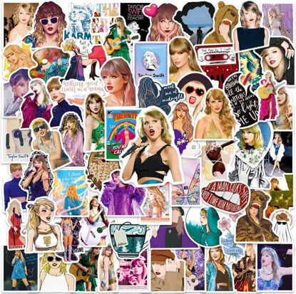 Picture of JXJMYU 100pcs Tayloris Music Sticker for Adult, Female Pop Singer Ablum Stickers for Teen Girl, Waterproof Vinyl Sticker for Water Bottle Laptop Phone Party Favors