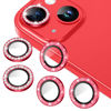 Picture of AGVEE 3+3 for iPhone 14 6.1" / 14 Plus 6.7" Camera Lens Protector, Bling Diamond & Bling Glitter Metal Ring 9H Tempered HD Glass Camera Protector Cover Film, Bling-Red