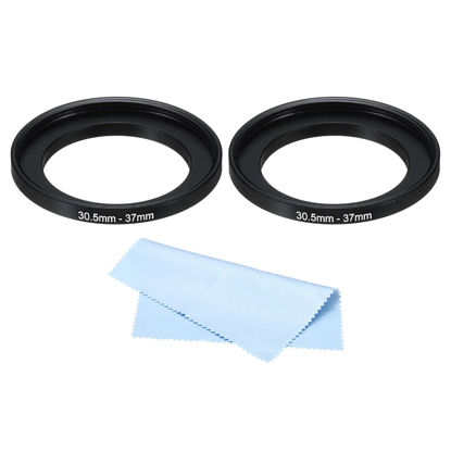 Picture of PATIKIL 30.5mm-37mm Metal Step Up Ring with Cleaning Cloth, 2 Pack Camera Lens Filter Adapter Ring Aluminum Filter Adapter Ring for Camera Lenses Hood, Black