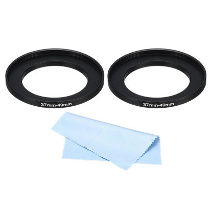 Picture of PATIKIL 37mm-49mm Metal Step Up Ring with Cleaning Cloth, 2 Pack Camera Lens Filter Adapter Ring Aluminum Filter Adapter Ring for Camera Lenses Hood, Black