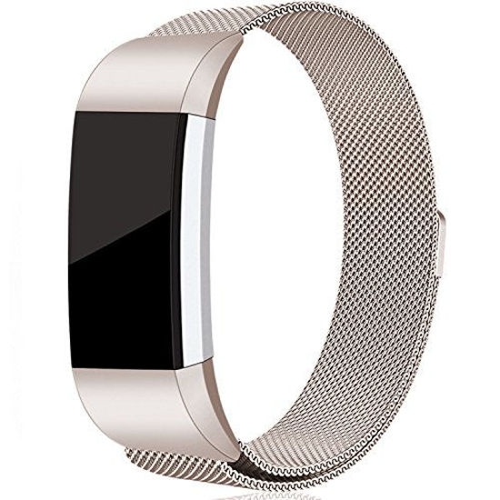 Picture of Maledan For Fitbit Charge 2 Bands, Stainless Steel Milanese Metal Replacement Accessories Bracelet Strap with Magnet Lock for Fitbit Charge 2 HR, Champange Large