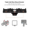 Picture of HSU Cold Shoe Mount Bracket, Triple-Head Hot Shoe Mount, 1/4 Screw Port, Aluminum Cold Shoe Plate Adapter with Cable Slot Bayonet for Microphone, Led Video Light, Monitor