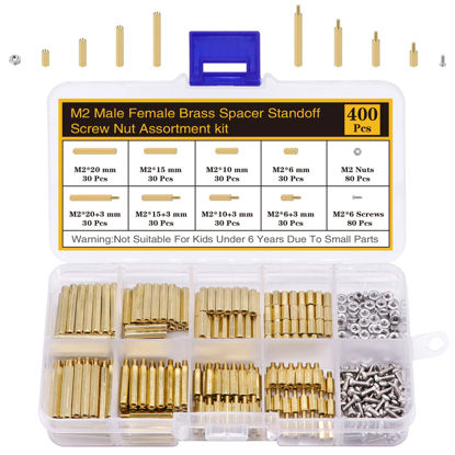 Picture of Csdtylh 400Pcs M2 Motherboard Standoffs&Screws&Nuts Kit, Hex Male-Female Brass Spacer Standoffs, Laptop Screws for DIY Computer Build, Electronic Projects, Raspberry Pi, Circuit Board etc.