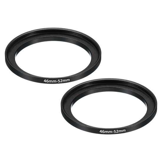 Picture of PATIKIL 46mm-52mm Metal Step Up Ring, 2 Pack Camera Lens Filter Adapter Ring Aluminum Filter Adapter Ring for Camera Lenses Hood, Black