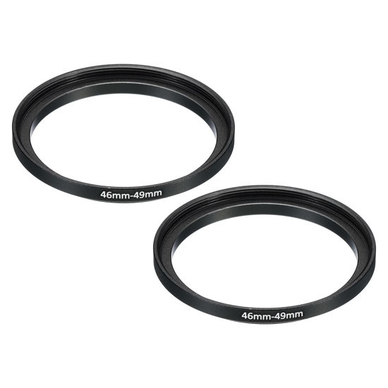 Picture of PATIKIL 46mm-49mm Metal Step Up Ring, 2 Pack Camera Lens Filter Adapter Ring Aluminum Filter Adapter Ring for Camera Lenses Hood, Black