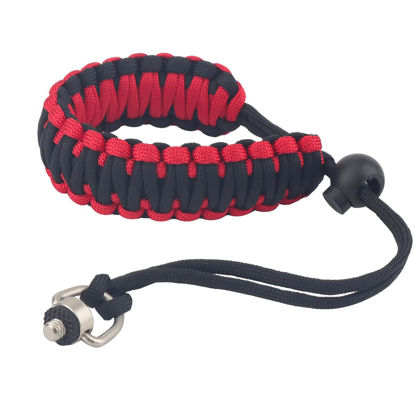 Picture of Rigdance Paracord Camera Wrist Strap Lanyard with Quick Release Screw for Insta 360 X3, DSLR Cameras, Action Cameras, Selfie Sticks(Black and Red)