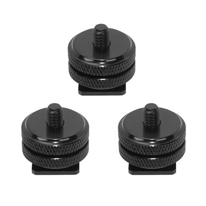 Picture of SIOTI Camera Hot Shoe Adpater Mount, 3Packs, Aluminium Alloy, Oxidation Treatmen, Compatiable with General Camera Cool Shoe Mount