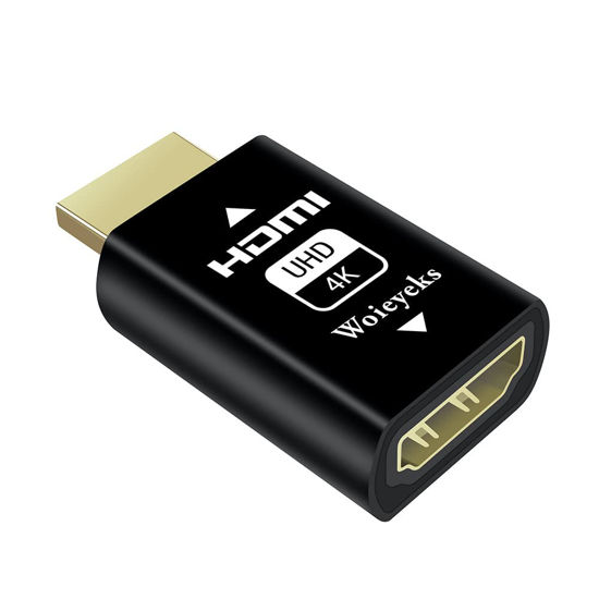 Picture of Woieyeks 4K HDMI EDID Emulator Passthrough Adapter,Female Port Connected to an External Display,for Extender/KVM Switch/AV Receiver/Video Splitters Support 3840x2160@60HZ,1080@60/120HZ(1 Pack)