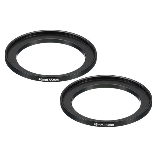 Picture of PATIKIL 46mm-55mm Metal Step Up Ring, 2 Pack Camera Lens Filter Adapter Ring Aluminum Filter Adapter Ring for Camera Lenses Hood, Black