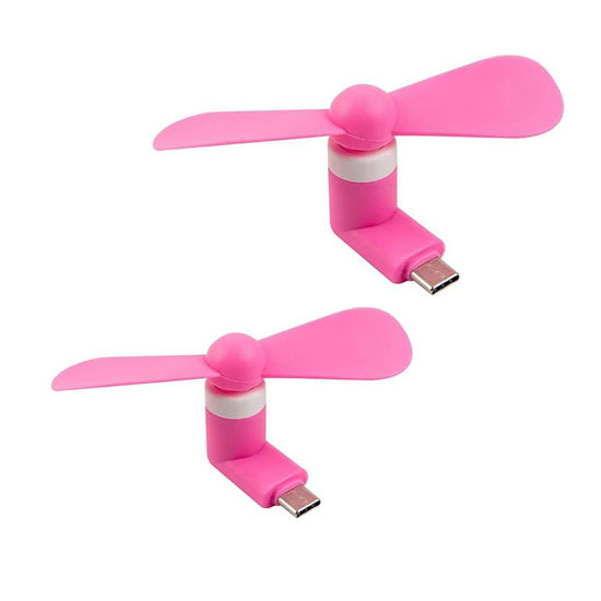 Picture of Sokelinn-six Type C Phone Fan, Mini USB C Cooling Hand Fans Portable Summer Cooler for ipad Type C Plug Devices-2 Pieces (Pink)