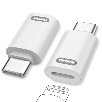 Picture of MoKo Lightning Female to USB C Male Adapter, 2 Pack USB-C to Lightning Adapter for iPhone 15/15 Pro/15 Pro Max/15 Plus, iPad Pro/Air, Support Fast Charging/Data Transfer, Not for Audio/OTG, White PD