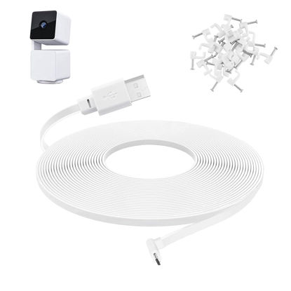 Picture of UYODM 10FT/3M L-Shape Micro USB Extension Cable Compatible with WYZE Cam Pan V3 Only, 90 Degree Extension Charging Cable Power Your WYZE Cam Pan V3 Continuously - White