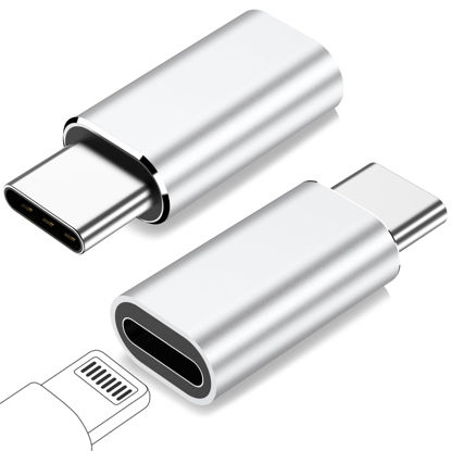 Picture of FQSH for Lightning Female to USB C Male Adapter for iPhone 16 15 Pro Max Plus,for iPad,for Samsung,Support 27W PD Fast Charging&Data Transfer,Type C Charger Connector Cable,Not for Audio/OTG,Silver