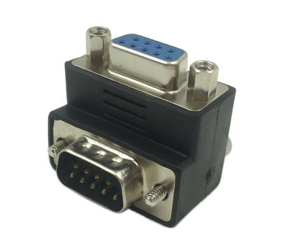 Picture of CERRXIAN 90 Degree DB9 9 Pin RS 232 Male to Female Serial Gender Changer Extension Cable Converter Adapter Coupler