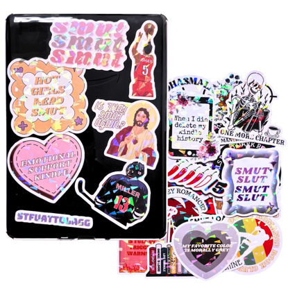 Picture of TriluckyDeco Smutty Smut Book Stickers for Kindle Case,Holographic Dark Romance Bookish Adult Booktok Lover Reading Gift,Water Bottle Pink Aesthetic Spicy Tok Club Glitter Laptop Decal Vinyl Skin 50PC