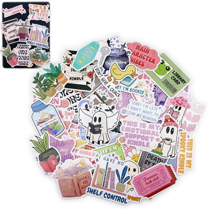 Picture of TriluckyDeco Bookish Reading Stickers for Kindle Skin, Funny Aesthetic Book Lover Gift Fun Fantasy Booktok Items Decal,Waterproof Water Bottle/Journaling/Mug Sticker for Student/Teacher 50pc/Pack