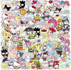 Picture of 100Pcs Cute Stickers Pack Hello Kitty Stickers MyMelody&Kurom Stickers Cinnamoroll Pompompurin Keroppi Pochaco Stickers Decals Assorteds Kawaii Sticker Gifts for Kids Teens Girls Adults