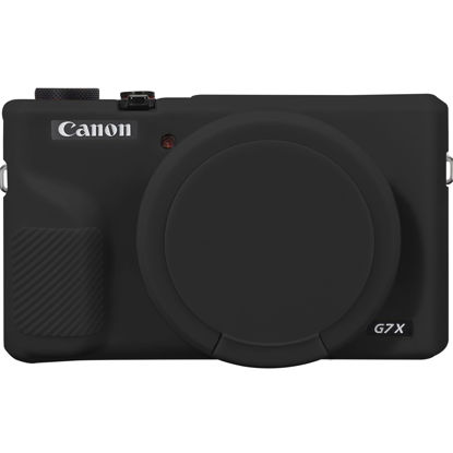 Picture of Canboc Case for Canon PowerShot G7X Mark III Digital Camera, G7X Mark III Soft Silicone Cover with Detachable Lens Cover, Black (Case Only)