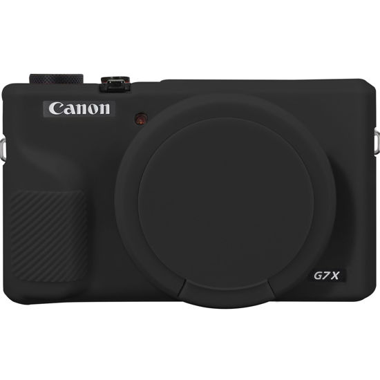 Picture of Canboc Case for Canon PowerShot G7X Mark III Digital Camera, G7X Mark III Soft Silicone Cover with Detachable Lens Cover, Black (Case Only)