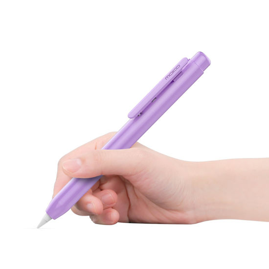 Picture of MoKo Holder Case for Apple Pencil 1st Generation, Retractable Apple Pencil 1st Generation Case Protective iPad Pencil Sleeve Skin Cover with Sturdy Clip, Purple