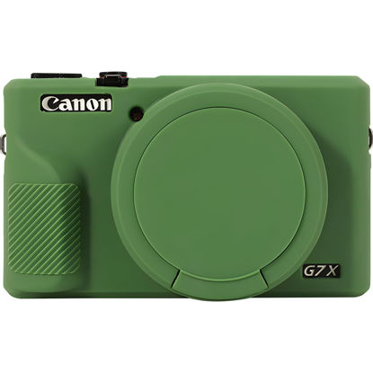 Picture of Canboc Case for Canon PowerShot G7X Mark III Digital Camera, G7X Mark III Soft Silicone Cover with Detachable Lens Cover, Green (Case Only)