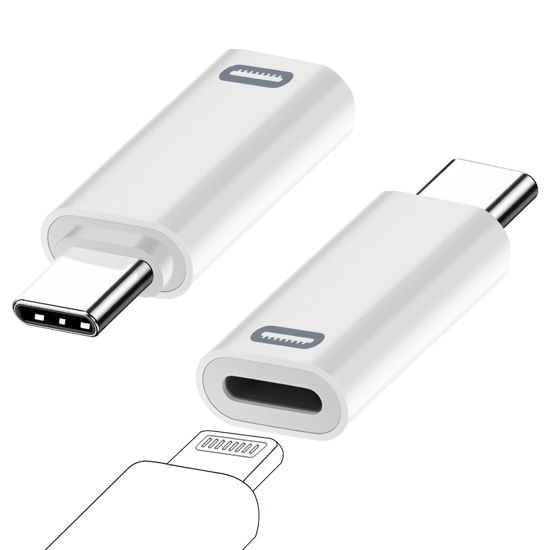 Picture of AreMe 2 Pack USB-C Male to Lightning Female Adapter, USB Type C to Lightning Connector for iPhone 15/15 Plus/15 Pro/15 Pro Max,iPad Air, Support PD Fast Charging and Data Transfer (White)