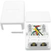 Picture of NECABLES Phone Jack Surface Mount Dual Port Telephone Jack Box 4 Screw Terminals to 2 RJ11 6P4C Female White