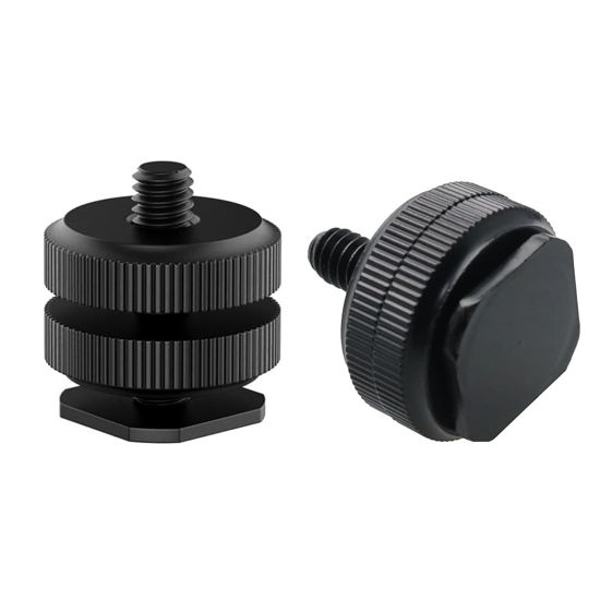 Picture of Camera Hot Shoe Mount(2 pack) to 1/4"-20 Tripod Screw Adapter Flash Shoe Mount for DSLR Camera Rig