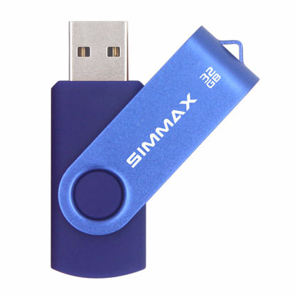 Picture of SIMMAX 32GB Memory Stick USB 2.0 Flash Drives Swivel Thumb Drive Pen Drive (32GB Blue)