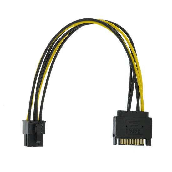 Picture of YiKaiEn SATA 15 Pin to 6 Pin Video Card GPU Power Supply Cable 8.6inch 22cm (1 Pack)