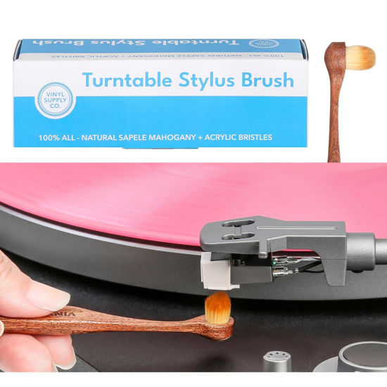 Picture of Vinyl Supply Co. Record Turntable Stylus Cleaner- 100% All-Natural Sapele Mahogany Wood - Anti-Static Stylus Brush for Turntable Needle Cleaning