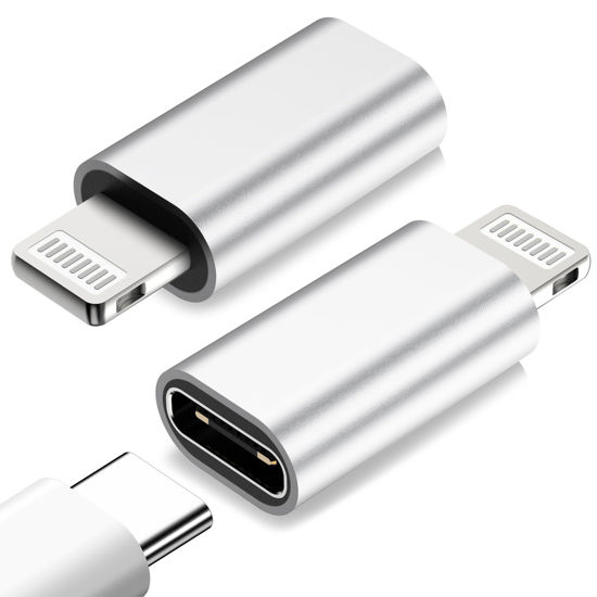 Picture of FQSH USB C to Lightning Adapter-2 Pack USB C Female to Lightning Male Adapter, 27W PD Fast Charging for iPhone 14/13/12/11/SE,for iPad,for AirPods,Type C to Lightning Adapter,Not for Audio/OTG,Silver