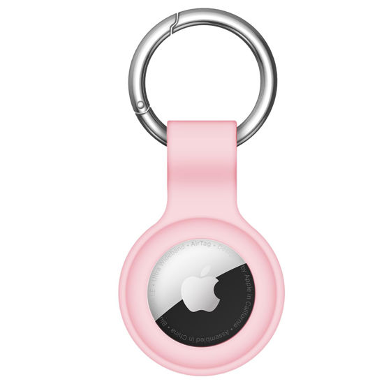 Picture of Linsaner Compatible with AirTag Case Keychain Air Tag Holder Silicone AirTags Key Ring Cases Tags Chain Apple AirTag GPS Item Finders Accessories，Pink