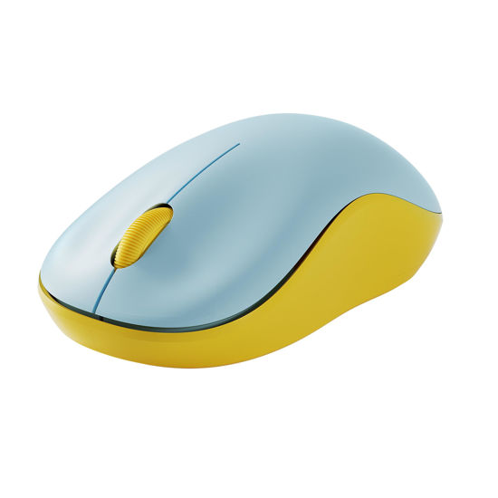 Picture of Nulea Wireless Bluetooth Mouse, Dual Mode Connectivity (Bluetooth 5.0 & 2.4G USB) Computer Mouse, Sleek, Portable, Compact Design in 10 Colors for iPad, Laptop & PC Use (Blue Yellow)