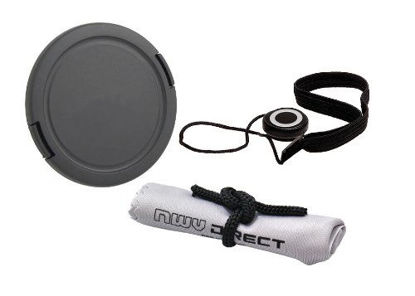 Picture of Lens Cap Side Pinch (55mm) + Lens Cap Holder + Nw Direct Microfiber Cleaning Cloth for Panasonic Lumix DC-FZ80