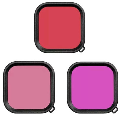 Picture of 3 Pack Dive Filter for GoPro Hero 12 11 10 9 Black Protective Housing Lens Cover in Red, Light Red/Magenta, Professional Color Correcting Photography Acces for Underwater/Snorkeling/Deep Diving