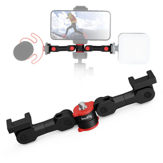 Picture of Dual Cold Shoe Mount by SmallRig, Extension Bar Universal Cold Shoe Adapter with 1/4" Thread Holes, for Microphone,Led Video Light, Audio Recorder Monitors-3483B