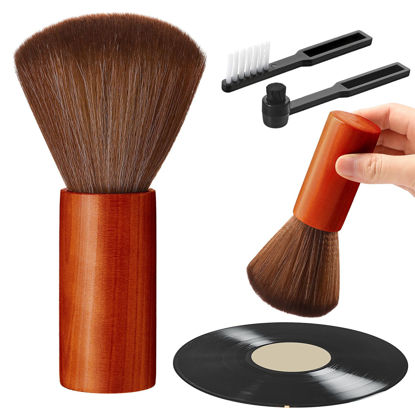 Picture of Ziliny 3 Pcs Vinyl Record Cleaning Brush Wooden Anti Static Dust Record Cleaner Brush Vinyl Brush Record Gap Cleaning Brush for Record Player Album Accessories(Reddish Brown)