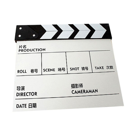 Picture of Ronyme Movie Film Clap Board Clapper Board Film Slate Slateboard Accessaries for Video Photography Film Home Decoration Photo Prop, Chinese White