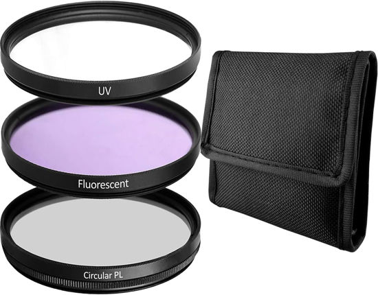 Picture of 58MM Lens Filter Kit Bundle Pro, Includes 58MM CPL Filter, 58MM UV Filter, 58MM FL-D (UV, Polarizer Filter, Fluorescent Filter 58MM) Universal for Camera Lens w 58MM Filter + Lens Filter Travel Case