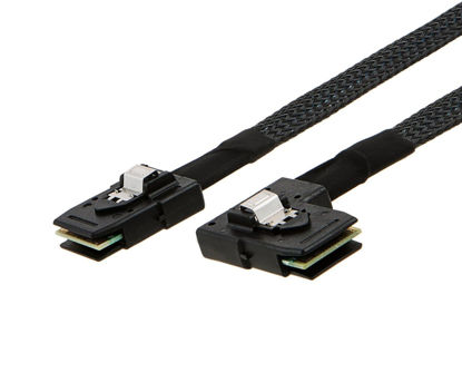 Picture of MITATTOK Mini SAS Cable, SFF-8087 to SFF-8087 Straight to Right Angle High-Speed Data Transfer for SAS/RAID Controllers, Backplanes, and Servers, 3FT