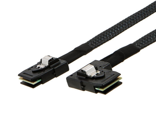 Picture of MITATTOK Mini SAS Cable, SFF-8087 to SFF-8087 Straight to Right Angle High-Speed Data Transfer for SAS/RAID Controllers, Backplanes, and Servers, 3FT