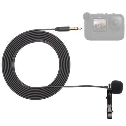 Picture of Movo Lavalier Microphone for GoPro - Compatible with GoPro, Hero 12 Hero11, Hero10, Hero9 Black, GoPro Media Mod, & GoPro Pro 3.5mm Mic Adapter - GoPro Lapel Mic with 6ft Cable, Metal Clip, Windscreen