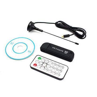 Picture of RONSHIN Electronics USB2.0 FM DAB DVB-T RTL2832U R820T2 RTL-SDR SDR Dongle Stick Digital TV Tuner Remote Infrared Receiver with Antenna Black